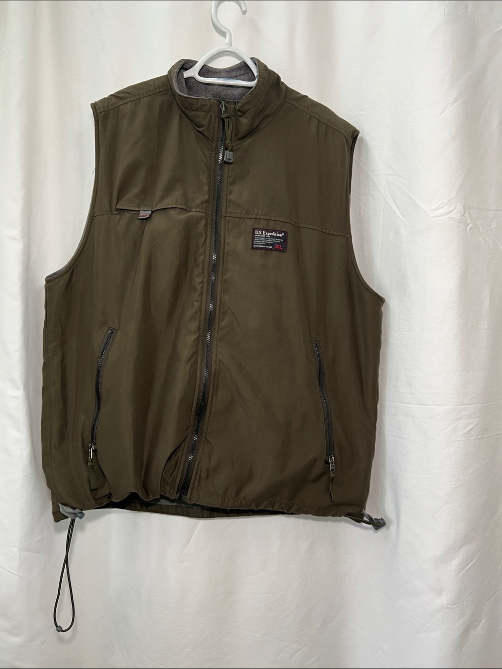 U.S. Expedition Vintage Fleece Lined Utility Vest Olive Green XL